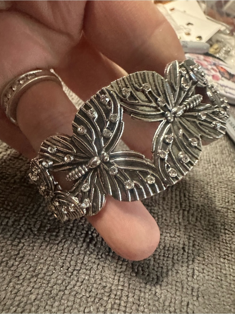 Silver butterfly Crystal cuff Bracelet